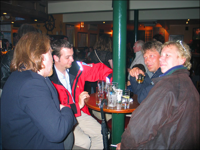 Ian, Bertrand (our friendly french oilskins salesman), Lars and Trine